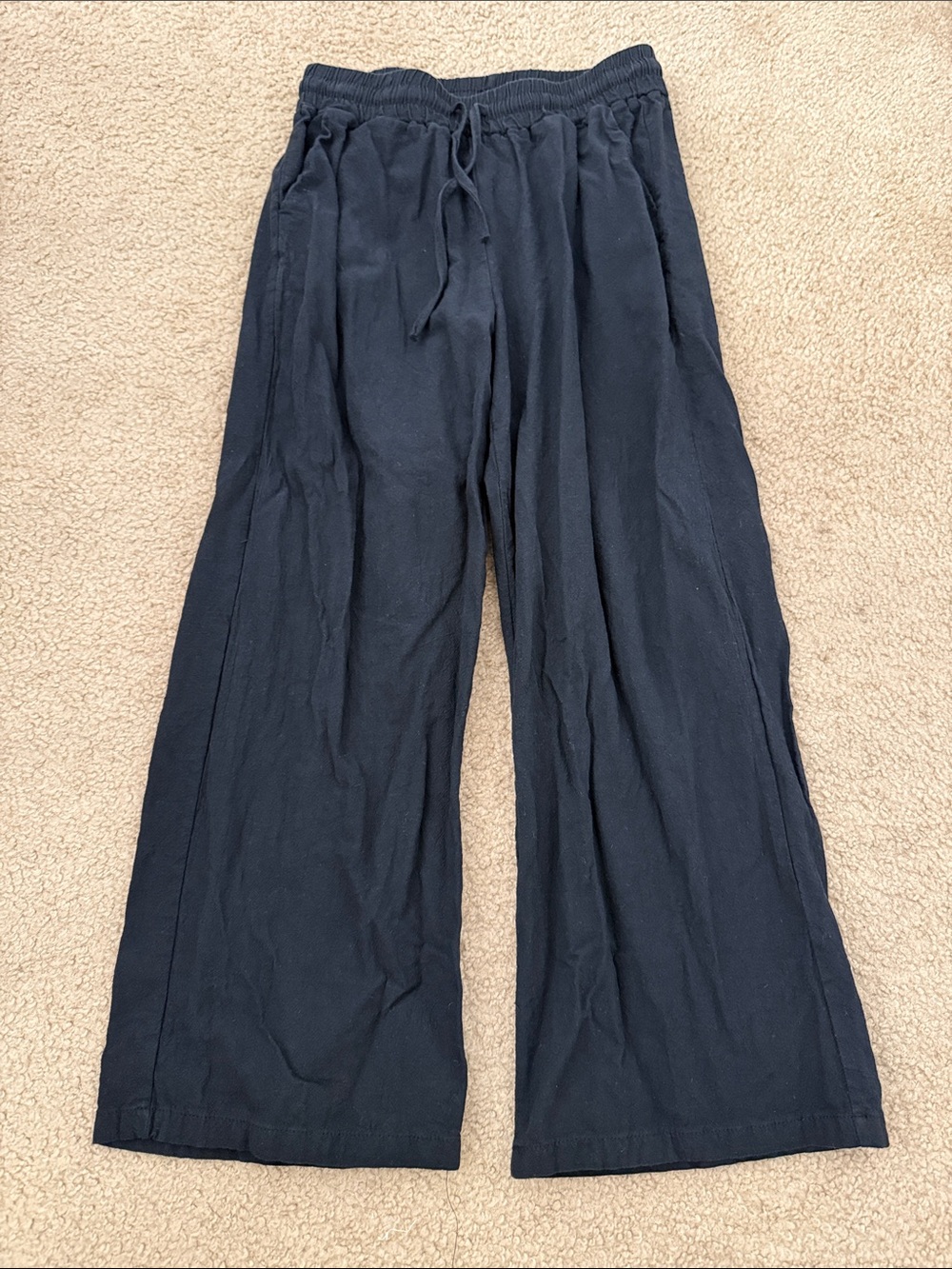Amazon Women's Black Wide-Leg Drawstring Trousers